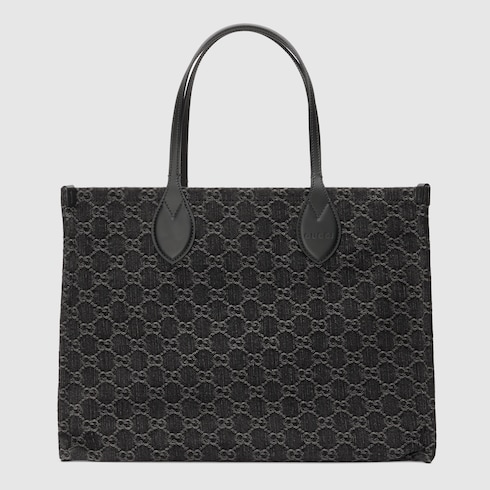 Bolsa shopper Ophidia jumbo GG inmezclilla negra y gris GUCCI MX