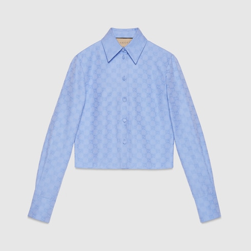 Bluse aus Oxford-Baumwolle mit GG Supreme-Motiv 