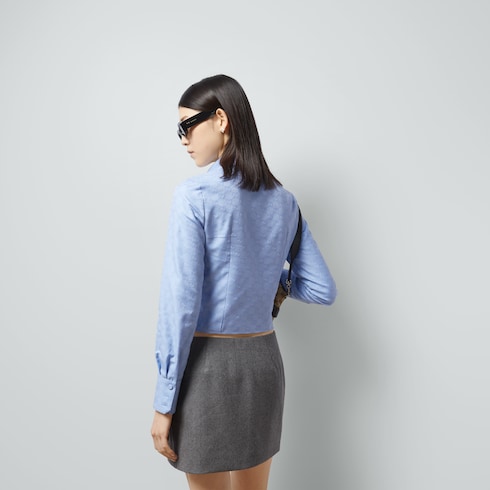 GG Supreme Oxford cotton shirt in Blue Ready-to-wear | GUCCI® SI