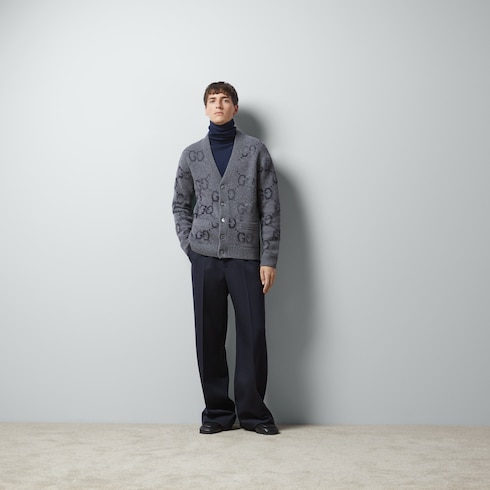 Chaqueta de punto de lana con intarsia de GG