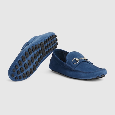 Herren-Mokassin mit Horsebit in blaues Wildleder | GUCCI® DE