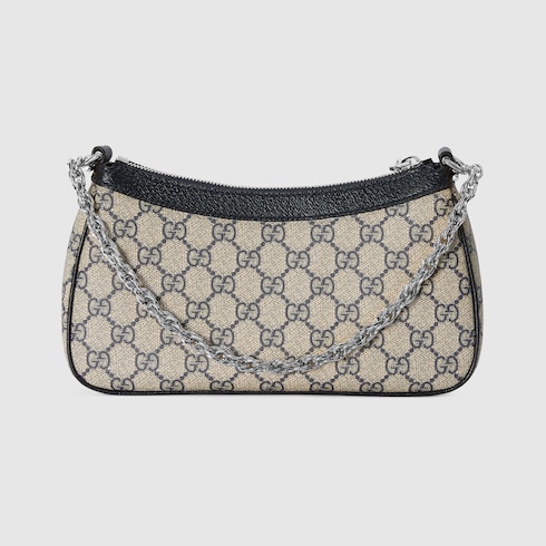 Sac main Ophidia petite taille en toile Supreme beige et bleue