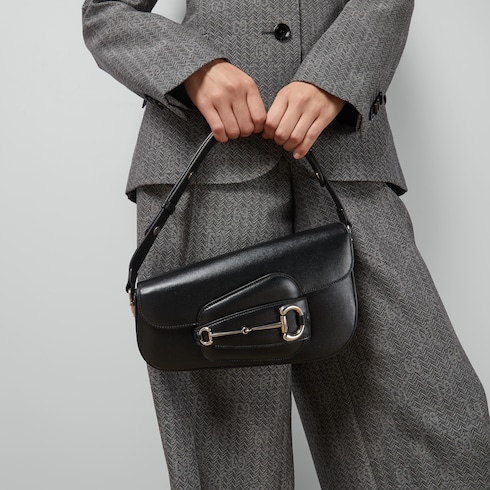 Gucci Horsebit 1955 small shoulder bag in black leather GUCCI GR