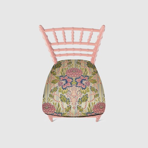 Chiavari chair with floral jacquard in green and multicolor cotton