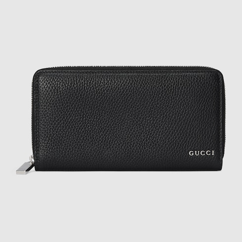 GUCCI ロゴ ジップアラウンドウォレットブラック レザー