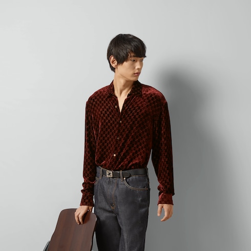 Burgundy online gucci shirt
