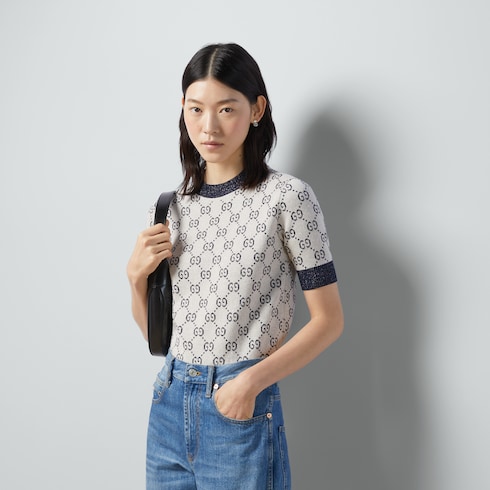 Maglia GG jacquard in lamé