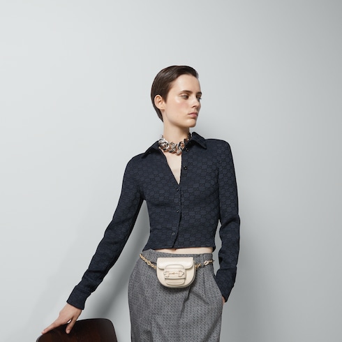 Gucci Horsebit 1955 mini belt bag in White Leather GUCCI SI