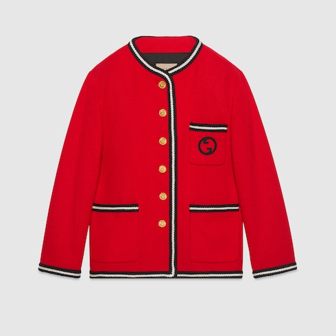 Veste en tweed avec détail GG enlacés rond