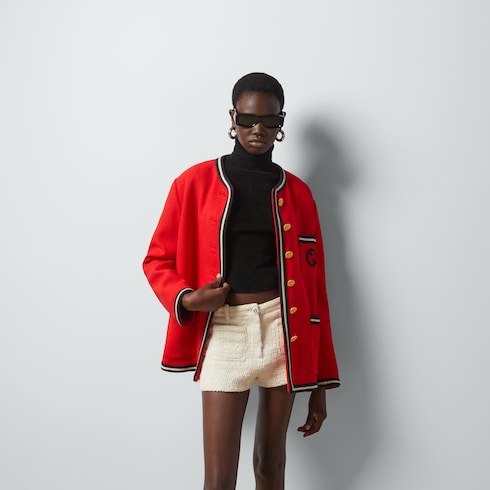 Veste en tweed avec détail GG enlacés rond