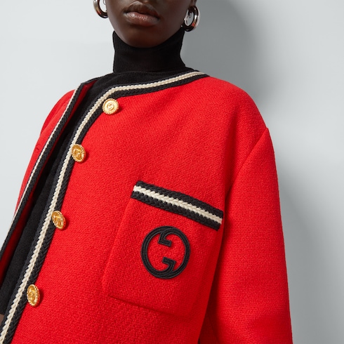 Veste en tweed avec détail GG enlacés rond