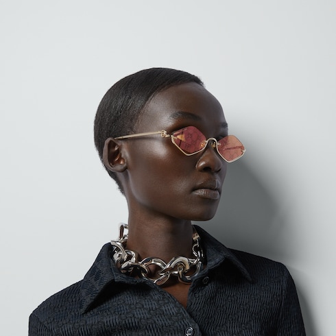 Geometric frame sunglasses in gold toned GUCCI RO