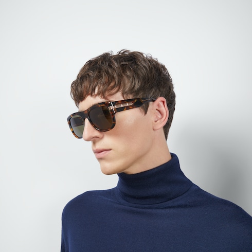 Squared frame sunglasses in dark tortoiseshell acetate GUCCI US