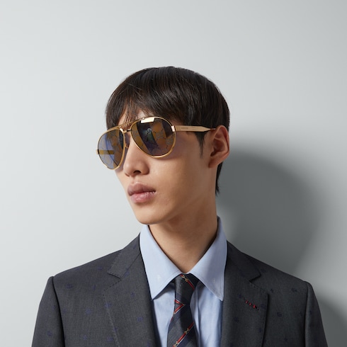 Gucci white outlet aviator sunglasses