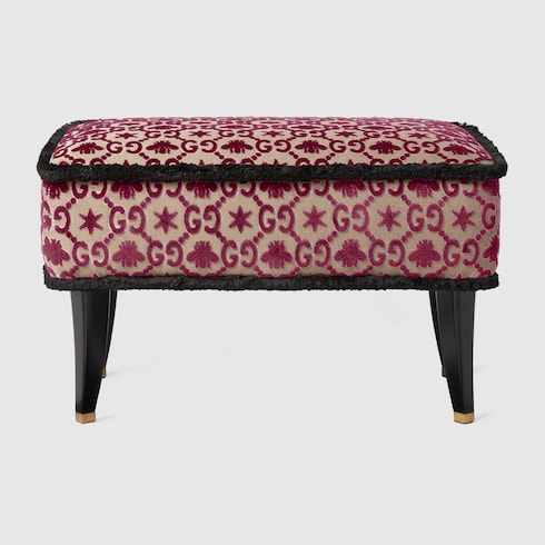 Sgabello in tessuto GG jacquard con api e stelle