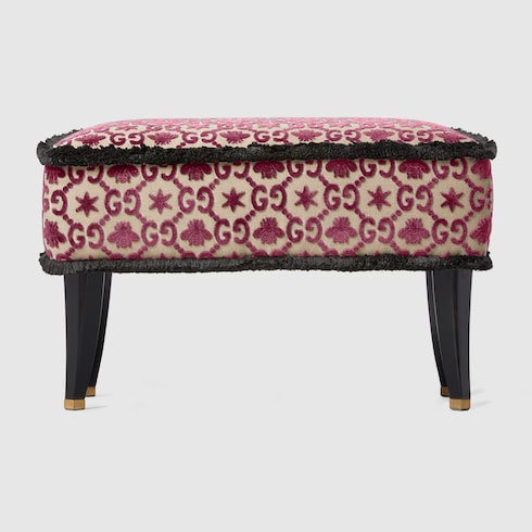 Sgabello in tessuto GG jacquard con api e stelle
