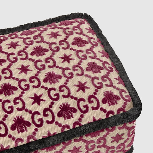 Sgabello in tessuto GG jacquard con api e stelle