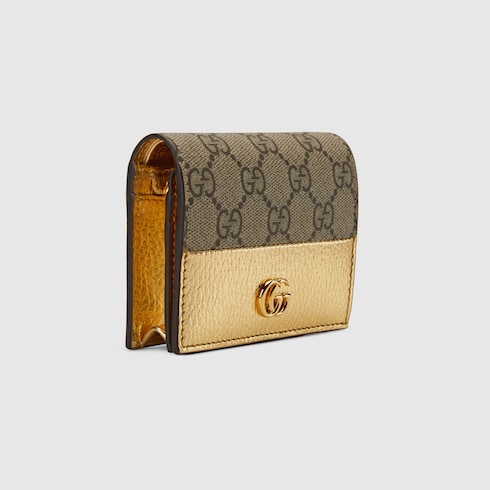 GG Marmont bi color card case wallet in GG Supreme gold leather GUCCI Canada