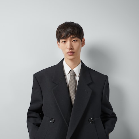 Interlocking G silk wool jacquard tie
