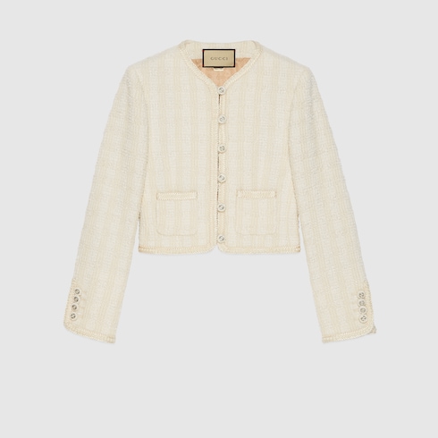 Tweed jacket in ivory | GUCCI® US