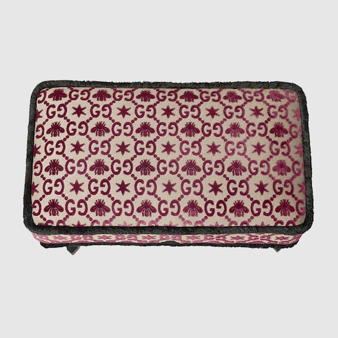 Sgabello in tessuto GG jacquard con api e stelle