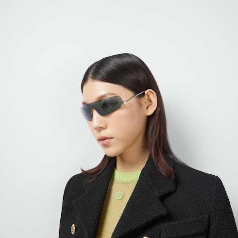 Mask-shaped frame sunglasses in Black Grey Undefined | GUCCI® SI