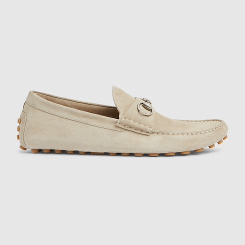 Men s driver with Horsebit in Beige Suede GUCCI SI