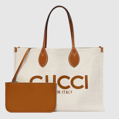 GroBe Shopper mit Gucci Print in beigefarbener Canvas GUCCI DE