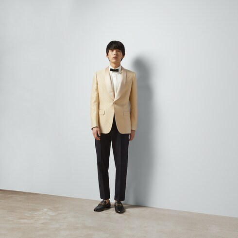 Horsebit wool silk jacquard jacket