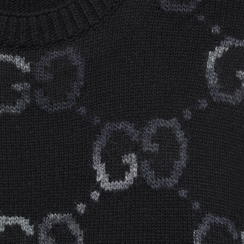 Wool sweater with GG intarsia