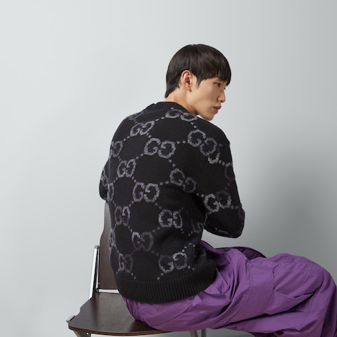 Wool sweater with GG intarsia
