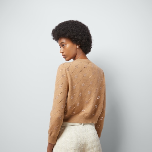 Cashmere cardigan with Interlocking G in camel GUCCI MX