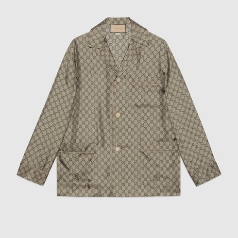Camicia in seta con stampa GG

