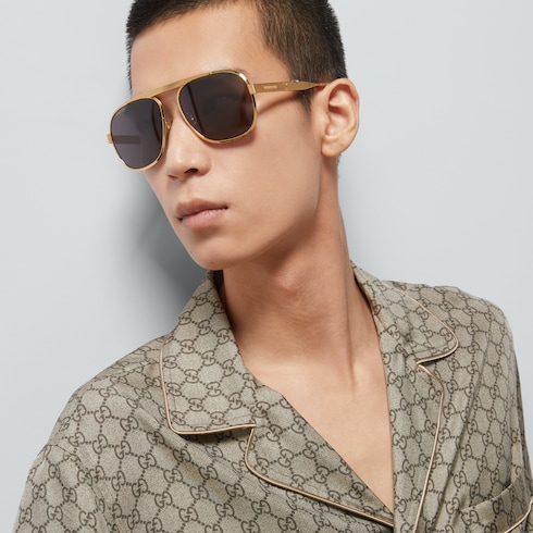 Chemise en soie avec imprimé GG
