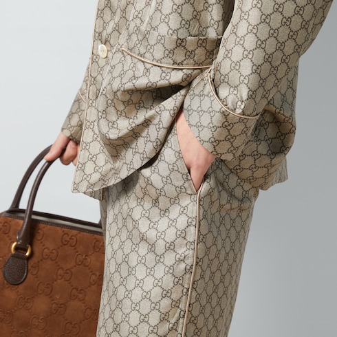 Брюки из шелка с принтом GG Supreme