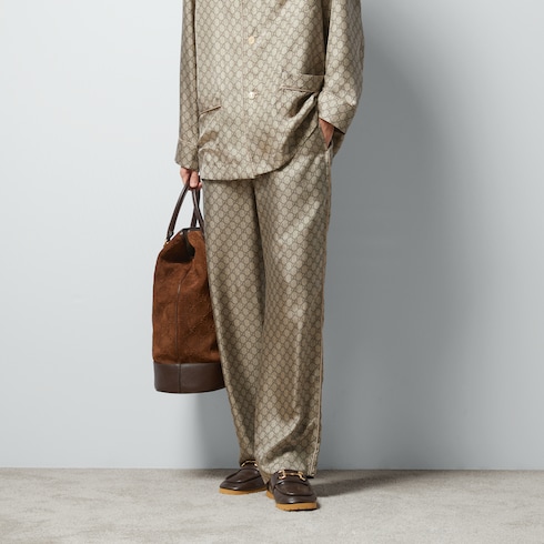 Pantalón de seda con motivo GG Supreme