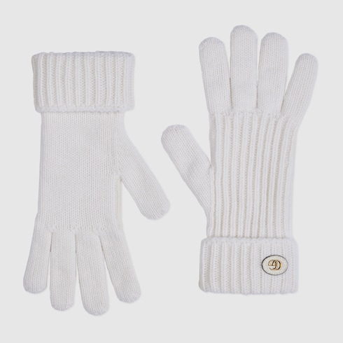 Wool cashmere gloves with Double G Detail 2