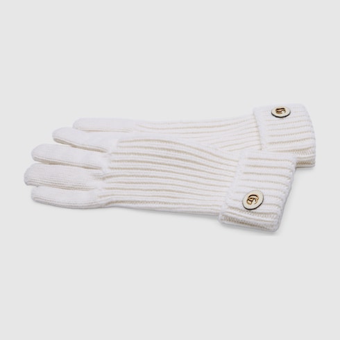 Wool cashmere gloves with Double G Detail 2