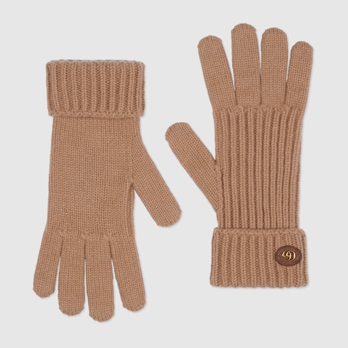 Wool cashmere gloves with Double G Detail 2