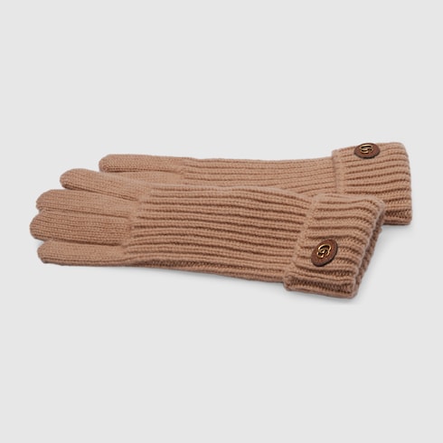 Wool cashmere gloves with Double G Detail 2