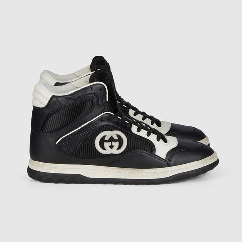 Men s MAC80 high top sneaker in black and off white leather