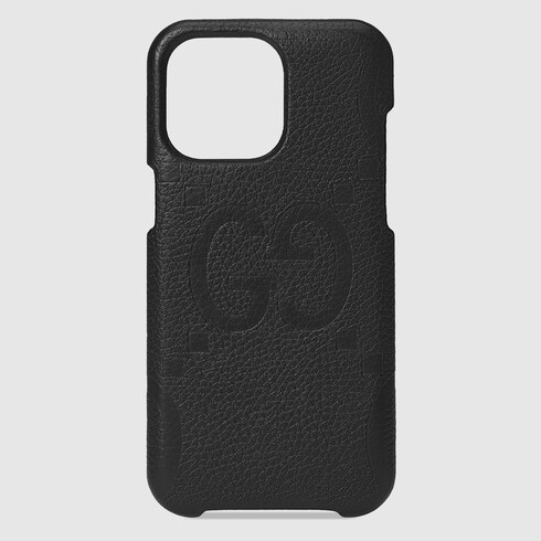 Jumbo GG iPhone 15 Pro Max case in Black Leather | GUCCI® SI