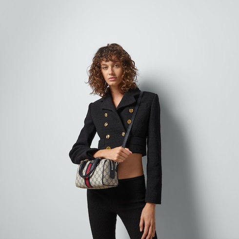 Minibolsa con asa superior Ophidia inlona beige y azul GUCCI MX