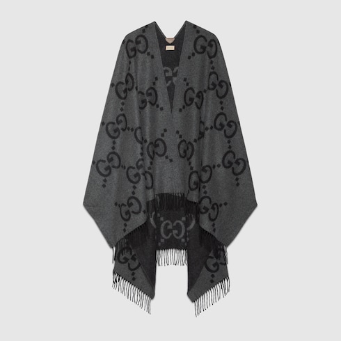 Reversible jumbo GG cashmere cape