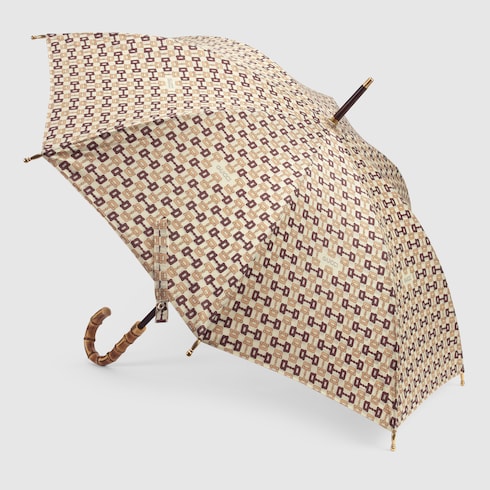 今 話題 の 人気 商品 Gucci brown and beige in umbrella nylon print Horsebit 小物