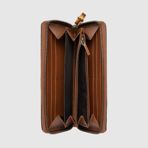 Brieftasche mit Rundumreißverschluss und Bambus-Detail