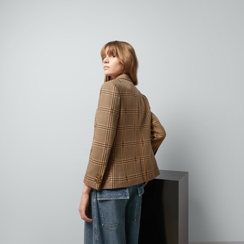 Check wool jacket womens new arrivals