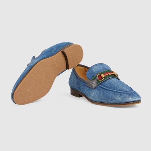 Blue discount gucci loafers