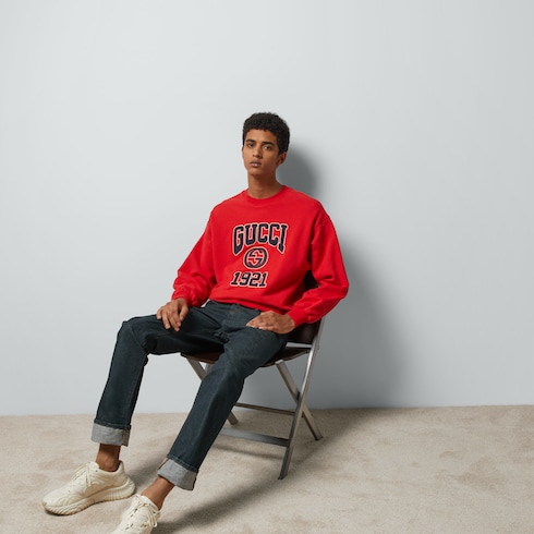 Cotton jersey sweatshirt with embroidery