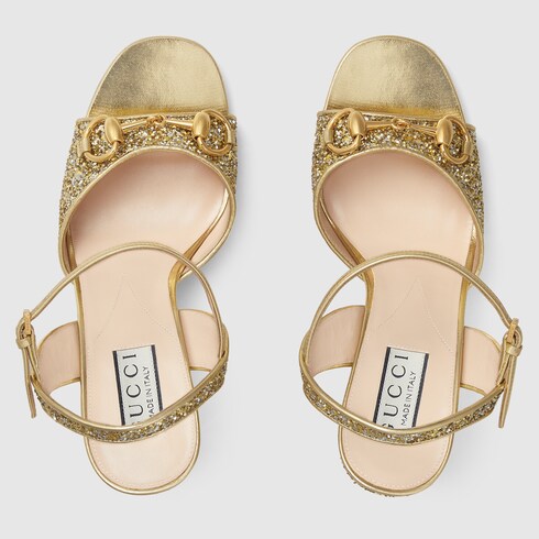 Women s Horsebit mid heel sandal in gold leather GUCCI Canada